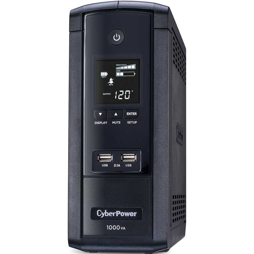 CyberPower BRG1000AVRLCD Intelligent LCD UPS Systems - 1000VA/600W, 120 VAC, NEMA 5-15P, Mini-Tower, 10 Outlets, LCD, PowerPanel® Personal, $350000 CEG, 5YR Warranty