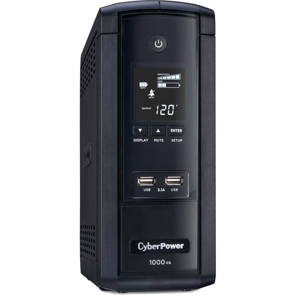 CyberPower BRG1000AVRLCD Intelligent LCD UPS Systems - 1000VA/600W, 120 VAC, NEMA 5-15P, Mini-Tower, 10 Outlets, LCD, PowerPanel® Personal, $350000 CEG, 5YR Warranty