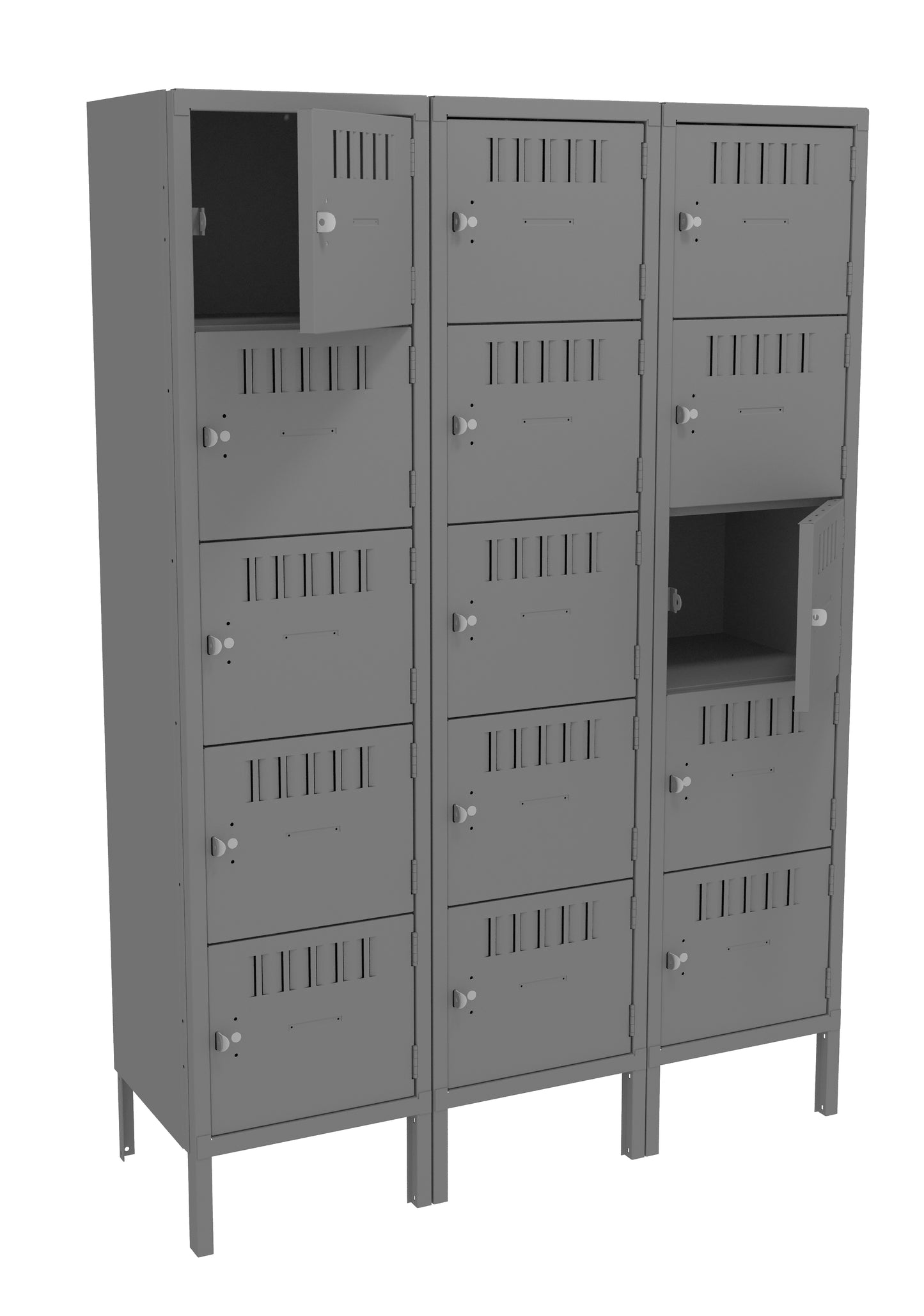 Tennsco BS5-151512-3 5 High Box Locker - Three Wide With Legs (Assembled)