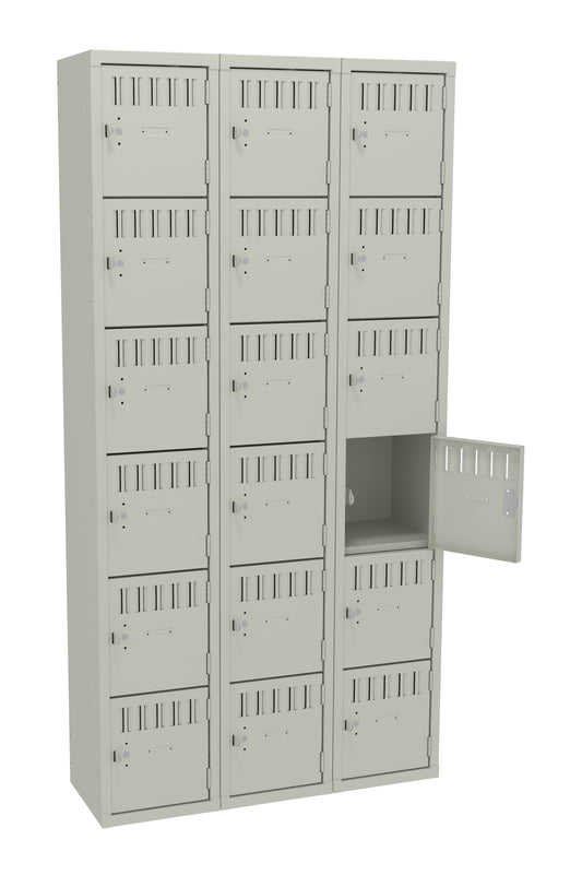 Tennsco BK6-121212-C 6 High Box Locker - Three Wide, No Legs (Unassembled)