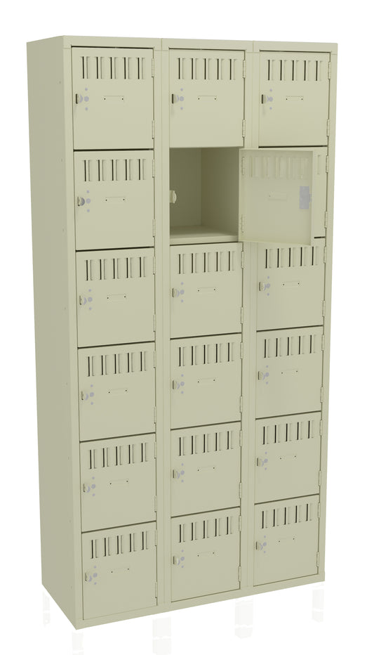 Tennsco BK6-121512-C 6 High Box Locker - Three Wide, No Legs (Unassembled)