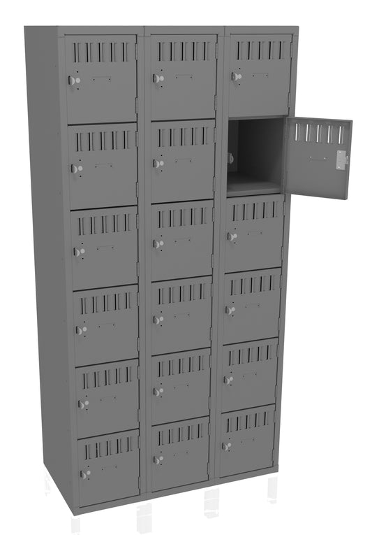 Tennsco BS6-121812-C 6 High Box Locker - Three Wide, No Legs (Assembled)