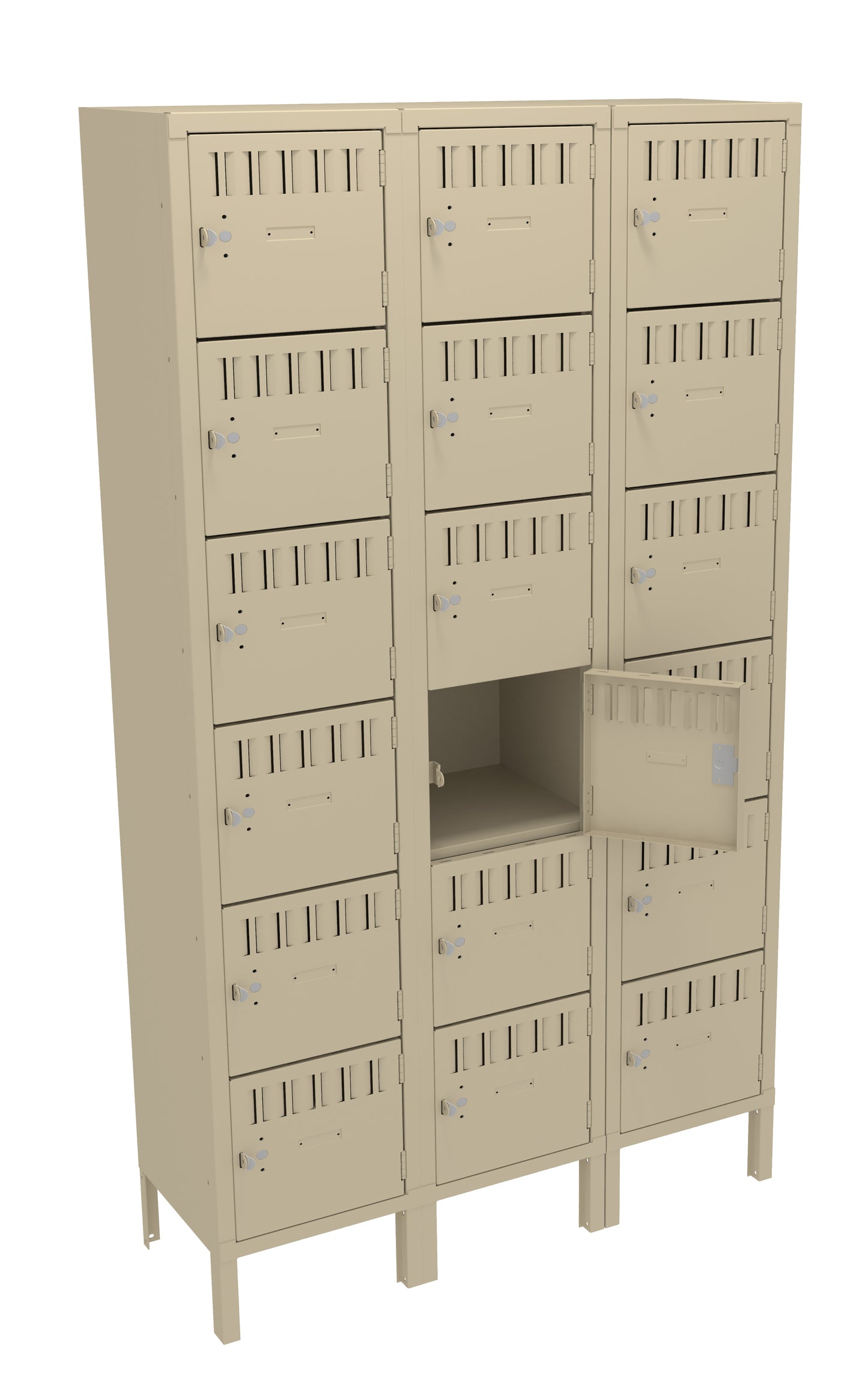 Tennsco BS6-151512-3 6-High Box Locker - Three Wide With Legs (Assembled)