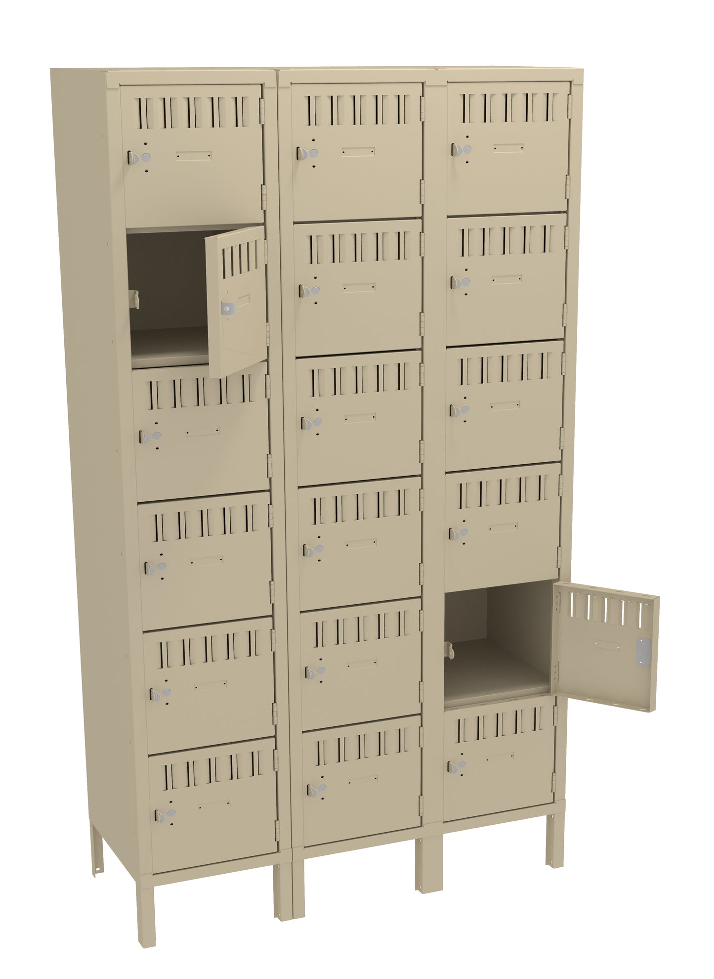 Tennsco BS6-151812-3 6 High Box Locker - Three Wide With Legs (Assembled)