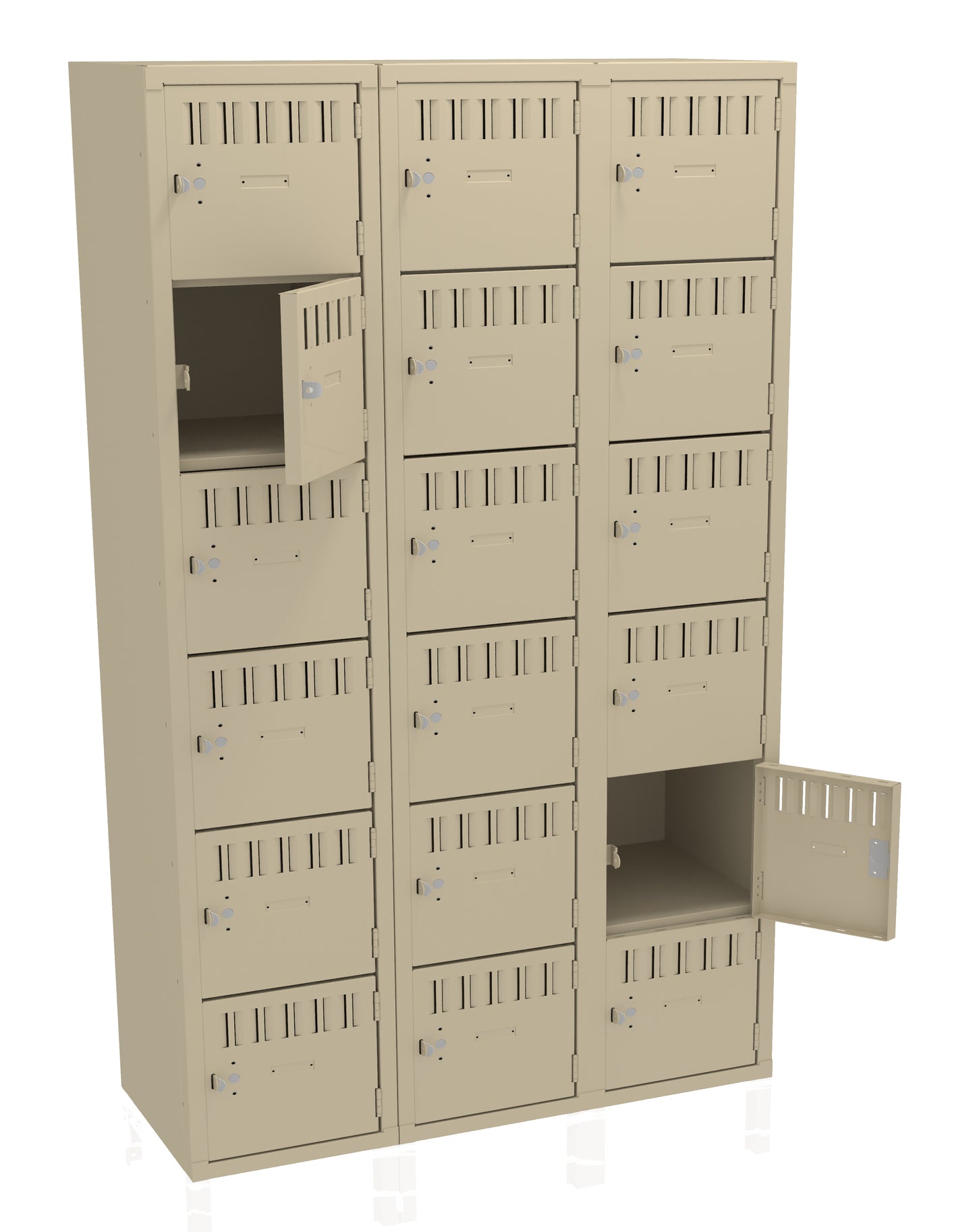 Tennsco BS6-151812-C 6 High Box Locker - Three Wide, No Legs (Assembled)
