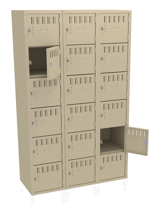 Tennsco BS6-151812-C 6 High Box Locker - Three Wide, No Legs (Assembled)