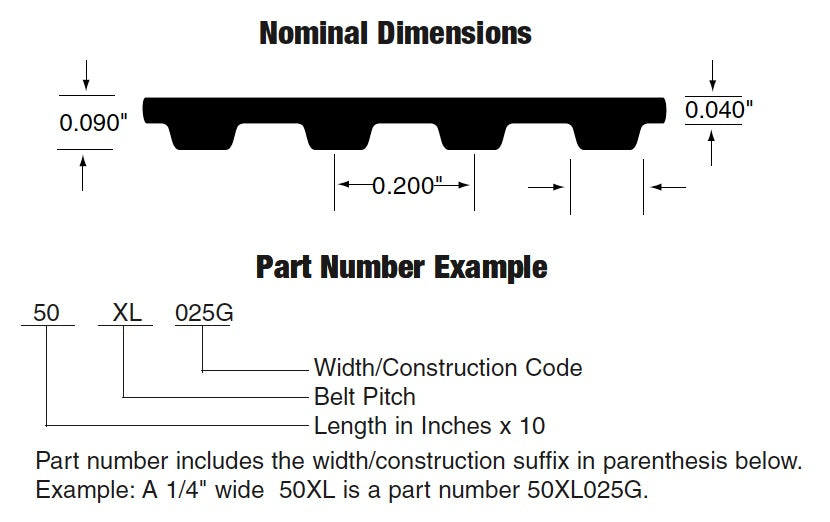 Bando 166XL025G XL Timing Belt