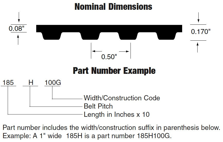 Bando 225H100G H Timing Belt