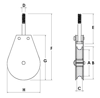 Block Division 02548-1/8-BLT Bolt Down Pulley Block, 1/8″ Cable Wire Rope, 685 lbs