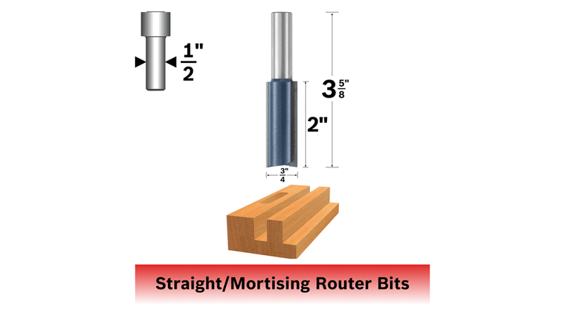 Bosch 85272M 3/4 In. X 2 In. Carbide Tipped 2-Flute Straight Bit