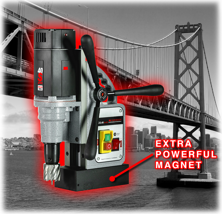 Euroboor ECO.40S+/M Magnetic Drilling Machine, 1 9/16", 110 V, Us.