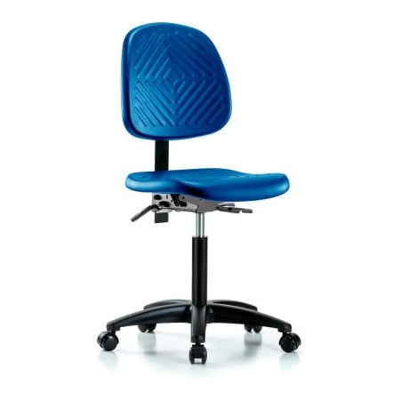 Blue Ridge Ergonomics PMBCH-MB-RG-T0-A0-NF-RC-BLU Polyurethane Chair - Medium Bench Height with Medium Back & Casters in Blue Polyurethane