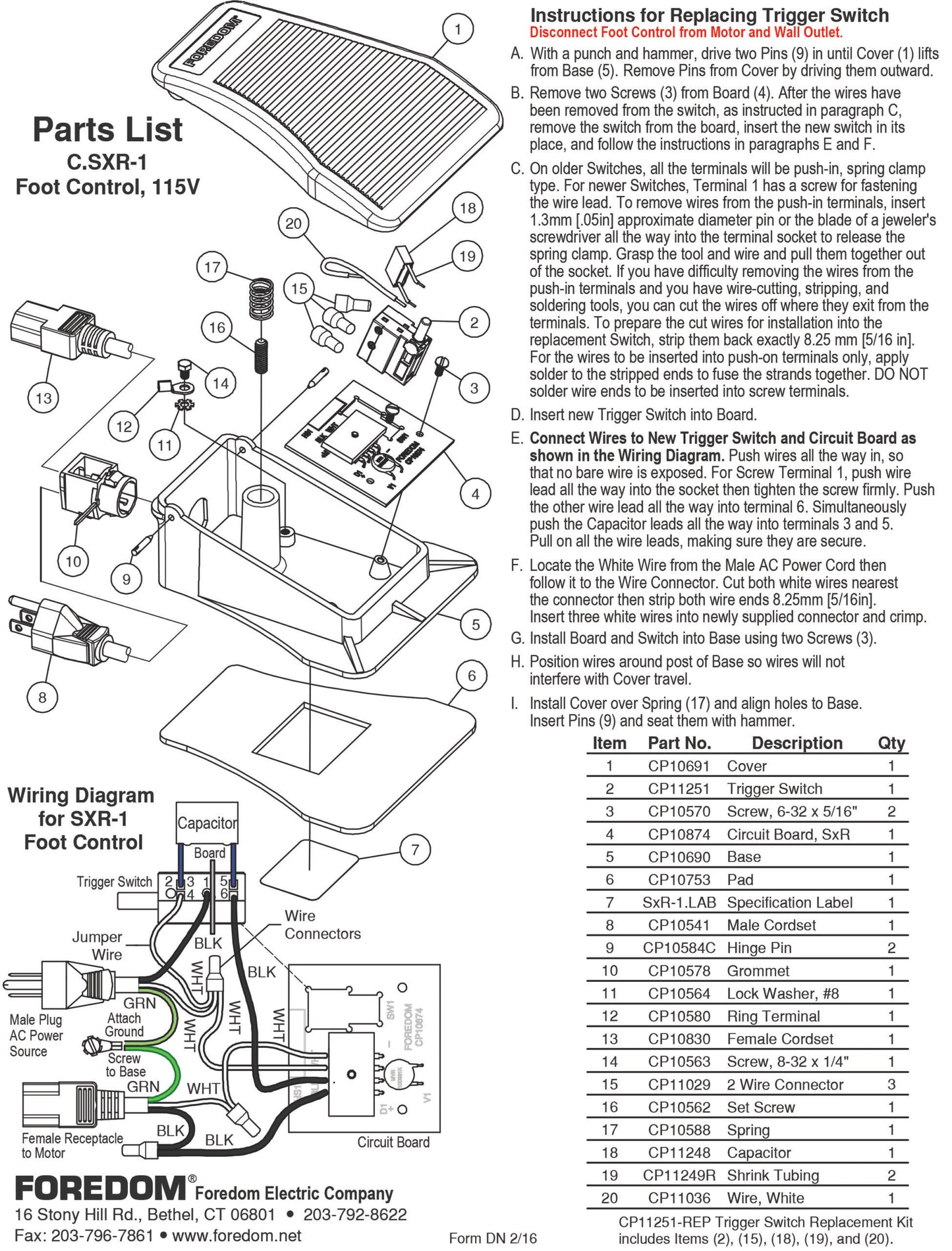 Foredom CP10874 Assembly, Circuit Board, SXR-1 or 2, Populate board