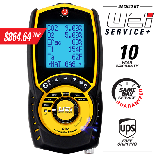 UEI Test C161OIL Residential Combustion Analyzer for Gas & Oil-Fired Appliances