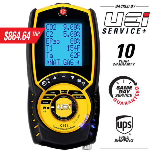 UEI Test C161OIL Residential Combustion Analyzer for Gas & Oil-Fired Appliances