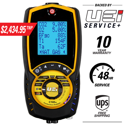 UEI Test C165+NOILKIT Residential/Commercial Combustion Analyzer Kit for Oil-Fired Appliances w/ NO1 Sensor/ Printer