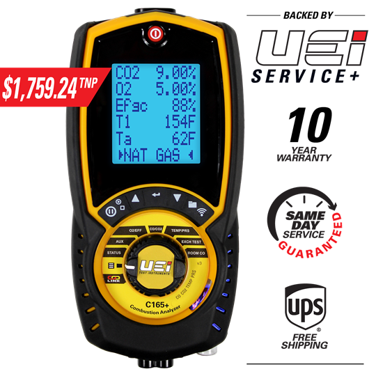 UEI Test C165+OIL Residential/Commercial Combustion Analyzer for Oil-Fired Appliances