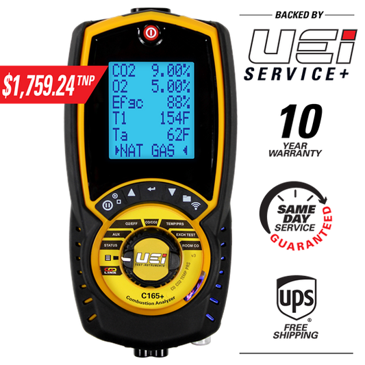 UEI Test C165+OIL Residential/Commercial Combustion Analyzer for Oil-Fired Appliances