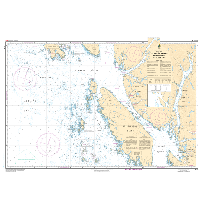 Paradise Clay CAN3975 CHS Chart Caamaño Sound and Approaches/et les approches