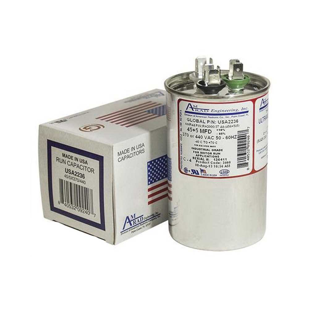 Daikin CAP050450440RTP Capacitor, Dual Run, 5/45 MFD, 440 V, 50/60 Hz, Round