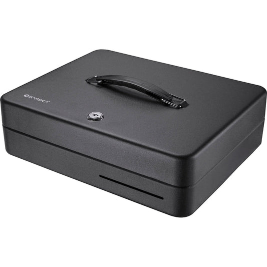 Barska CB13052 Fold Out Cash Box with Five Compartment Tray, Bill Holder, and Drop Slot with Key Lock