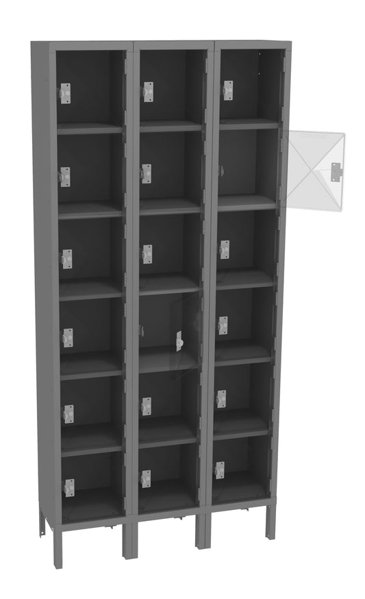 Tennsco CBL6-121212-3 6 High C-Thru Box Locker - Three Wide With Legs (Assembled)
