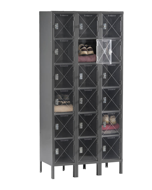 Tennsco CBL6-121512-3 6 High C-Thru Box Locker - Three Wide With Legs (Assembled)