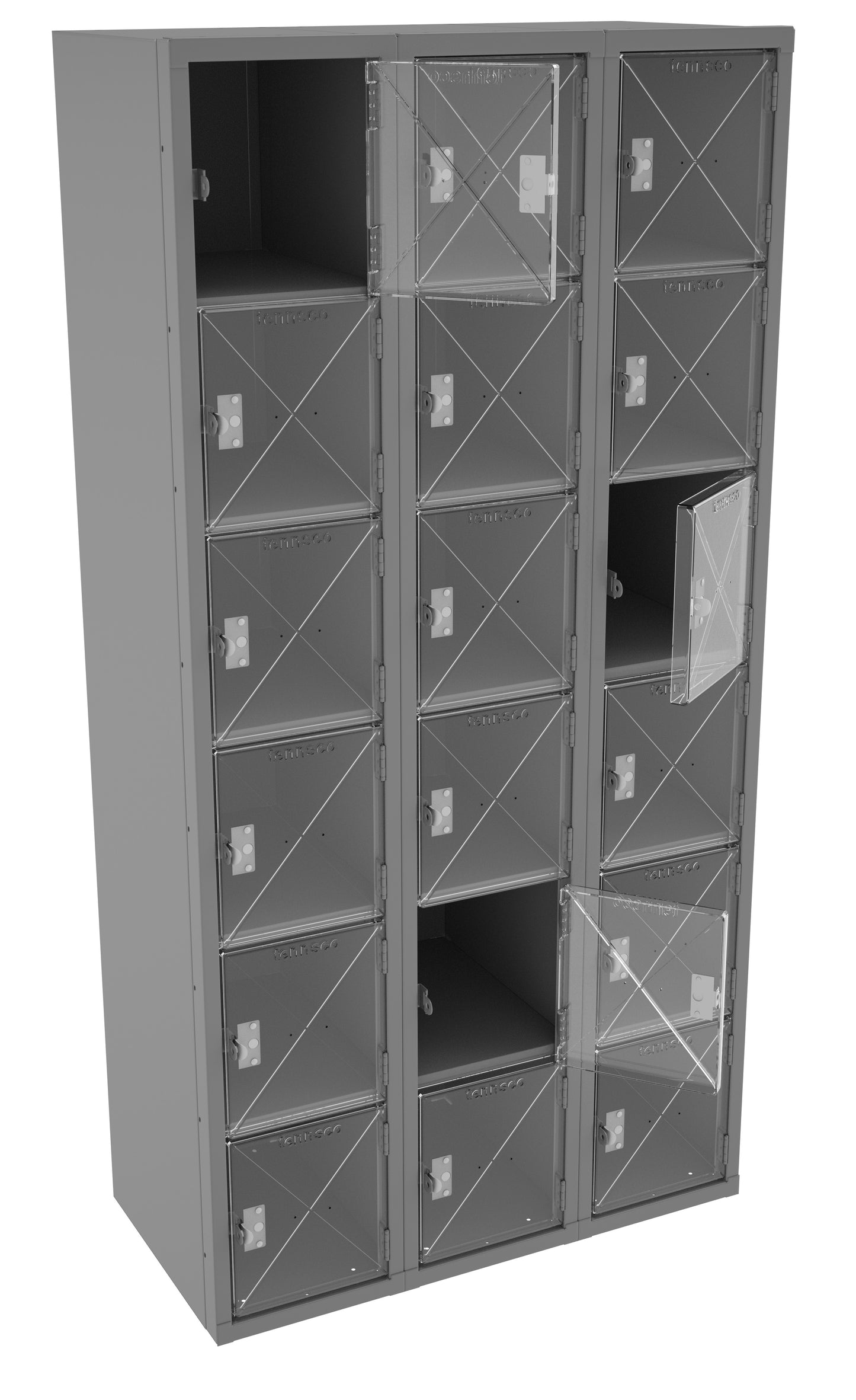 Tennsco CBL6-121812-C 6 High C-Thru Box Locker - Three Wide, No Legs (Assembled)