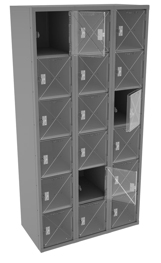 Tennsco CBL6-121812-C 6 High C-Thru Box Locker - Three Wide, No Legs (Assembled)