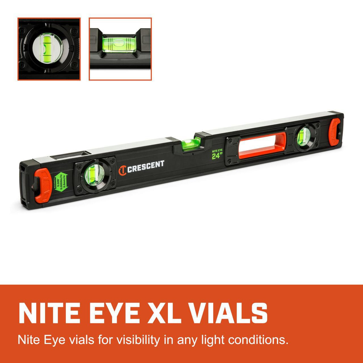 Lufkin CBOXL24 24" NITE EYE™ Aluminum Box Beam Level