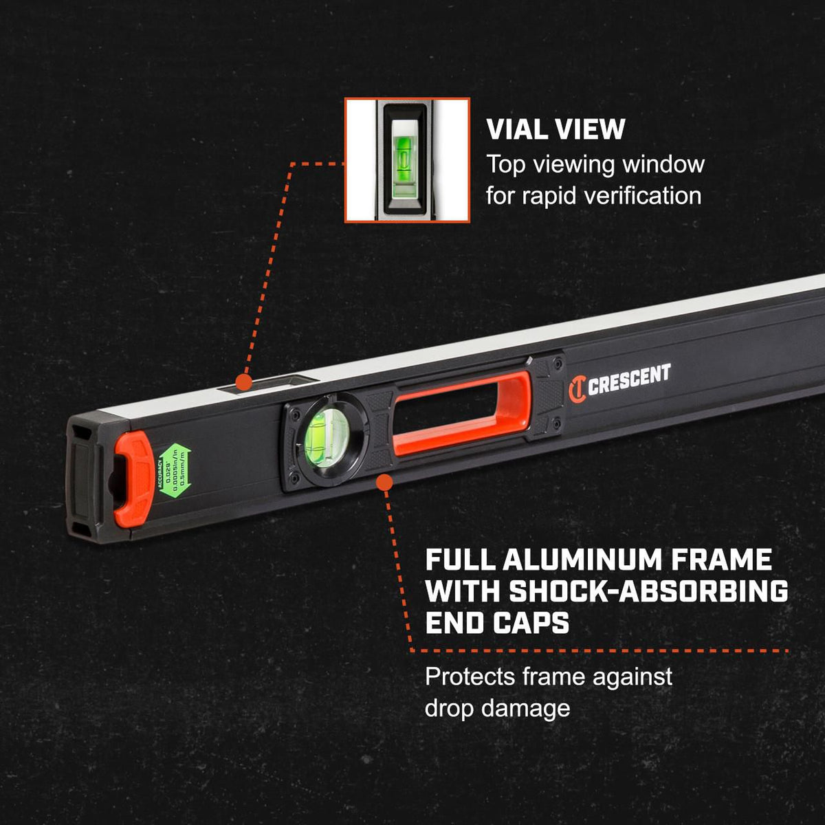 Lufkin CBOXL48 48" NITE EYE™ Aluminum Box Beam Level