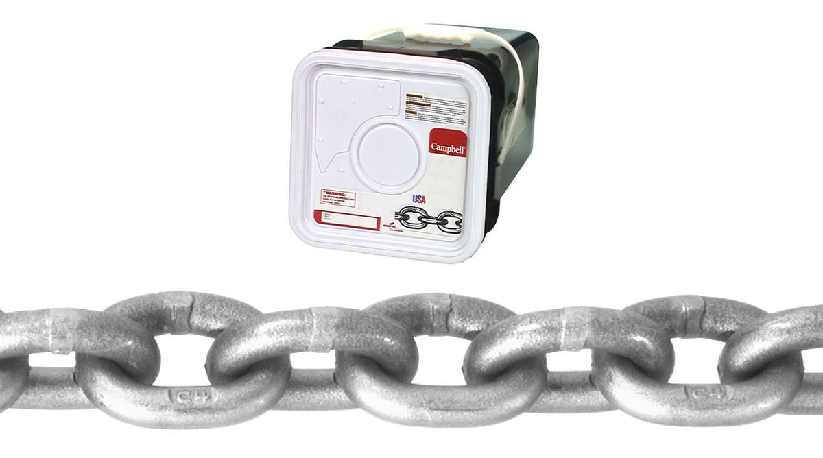 Campbell T0184616 3/8" Grade 43 High Test Chain, Bright, 40' per Square Pail