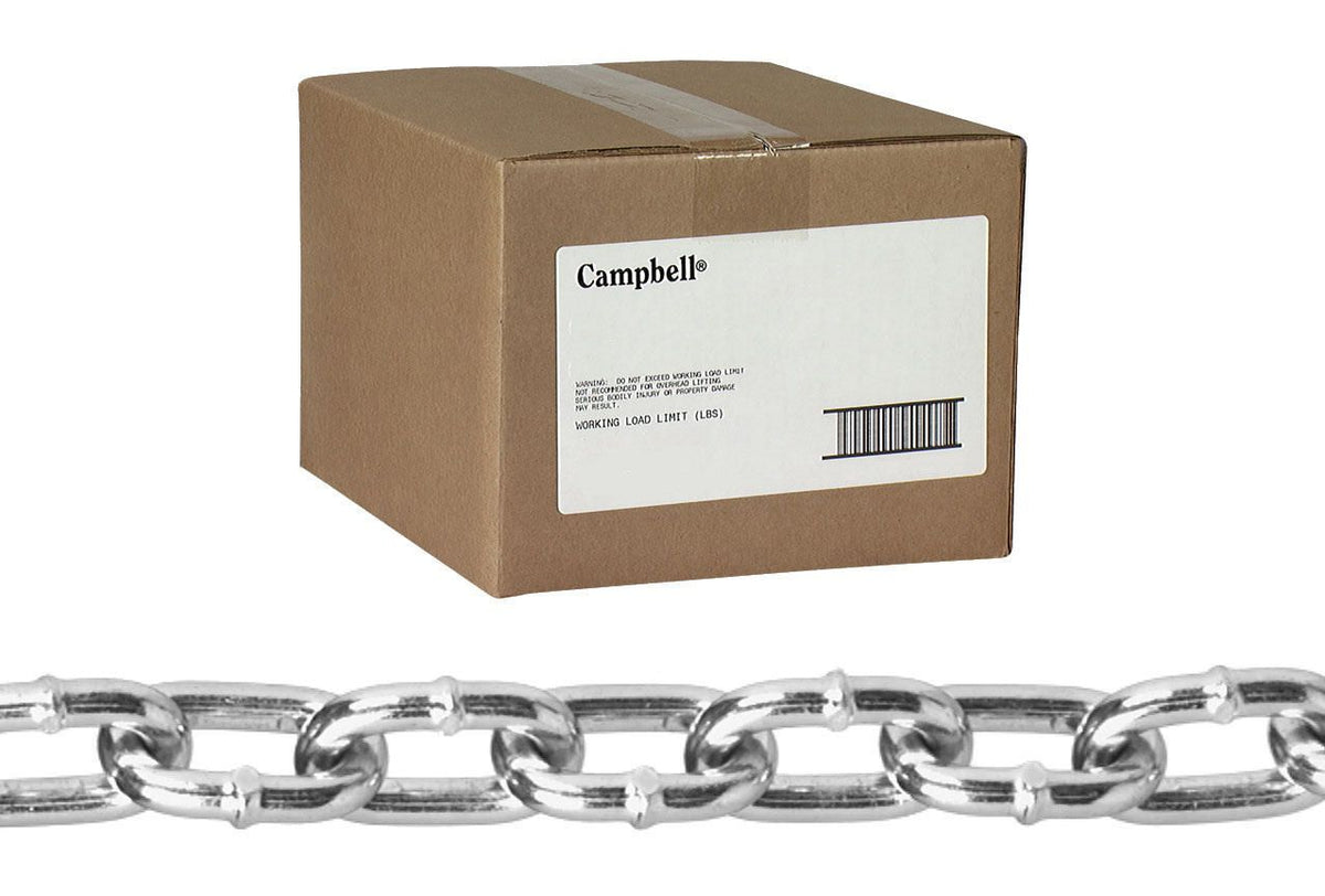 Campbell T0311024 1/0 Straight Link Machine Chain, Zinc Plated, 100' per Carton
