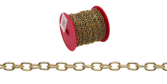 Campbell T0711917 #19 Hobby/Craft Oval Link Chain, Brass Plated, 82' per Reel
