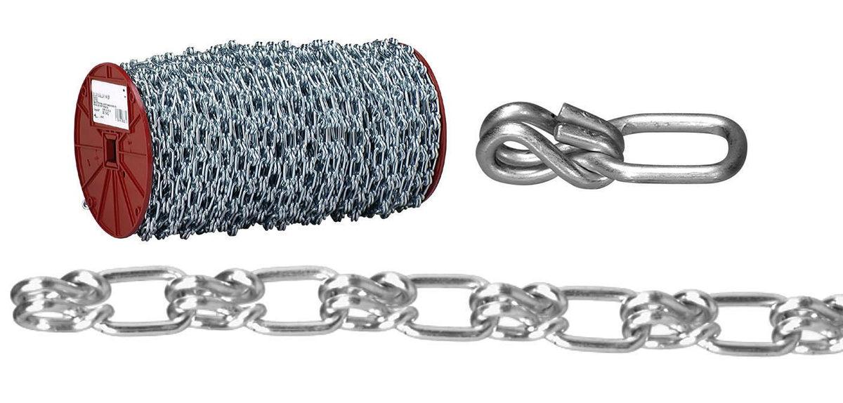 Campbell T0722427 3/0 Lock Link Single Loop Chain, Wrapped, Zinc Plated, 50' per Reel
