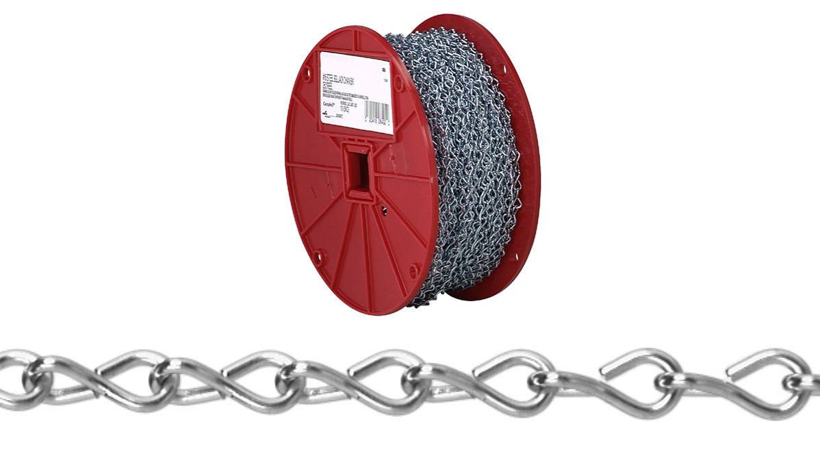 Campbell T0721727N #12 Steel Single Jack Chain, Zinc Plated, 100' per Reel