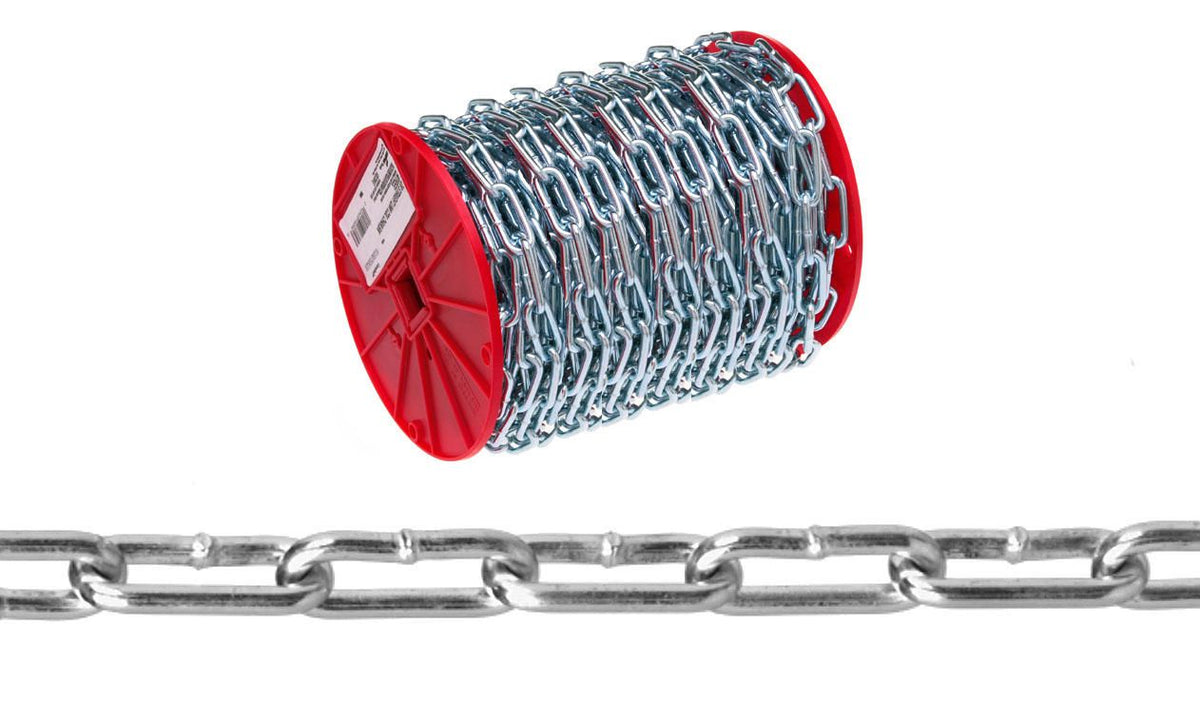 Campbell AW0330427 #4 Straight Link Coil Chain, Zinc Plated, 100' per Reel