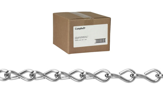 Campbell T0801024N #10 Single Steel Jack Chain, Zinc Plated, 100' per Carton