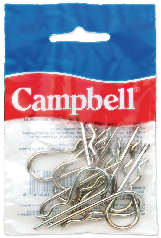 Campbell B3899814 1/4" Hitch Pin Clip, Yellow Chromate, 2 pcs per Bag