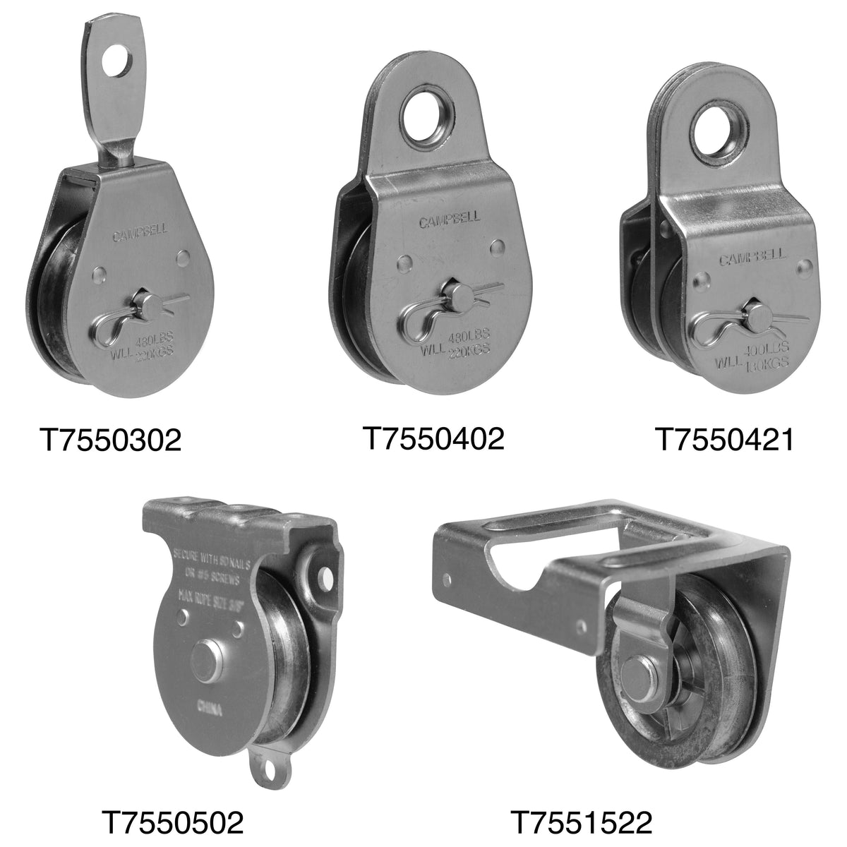 Campbell T7550301 1-1/2" Heavy Duty Steel Pulley, Single Sheave, Swivel Eye