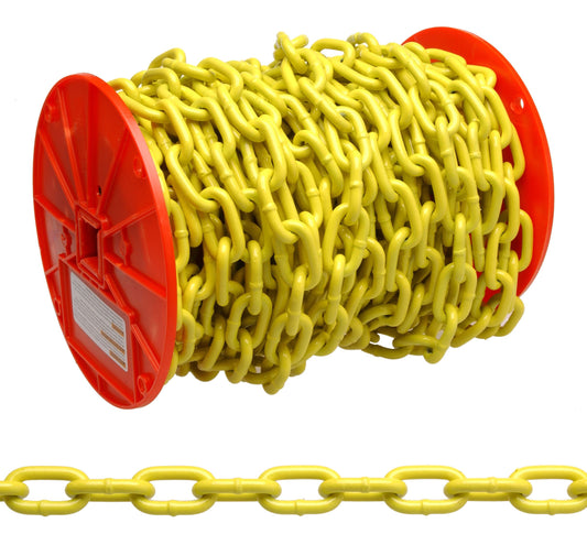 Campbell PD0725027 3/16" Grade 30 Proof Coil Chain, Yellow Polycoat, 100' per Reel