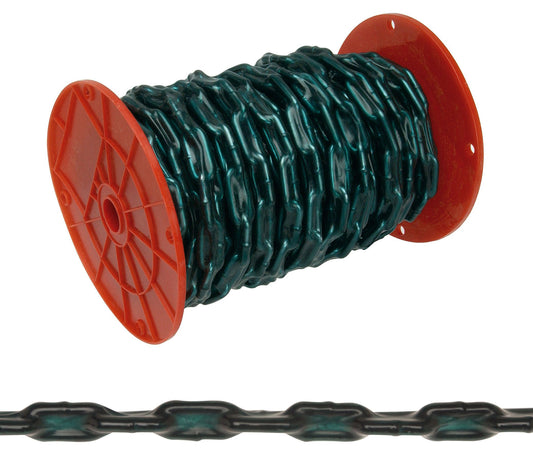 Campbell PS0332027 2/0 Straight Link Coil Chain with Green Sleeve, 60' per Reel