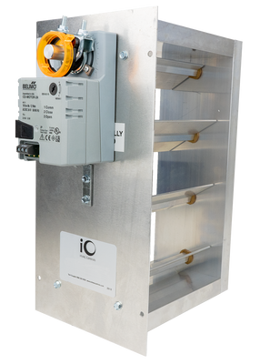 iO HVAC Controls CD-3412-BM 34 X 12 Carrier/Bryant Rectangular Zone Damper - Belimo 3 Wire Actuator - Bottom Mount