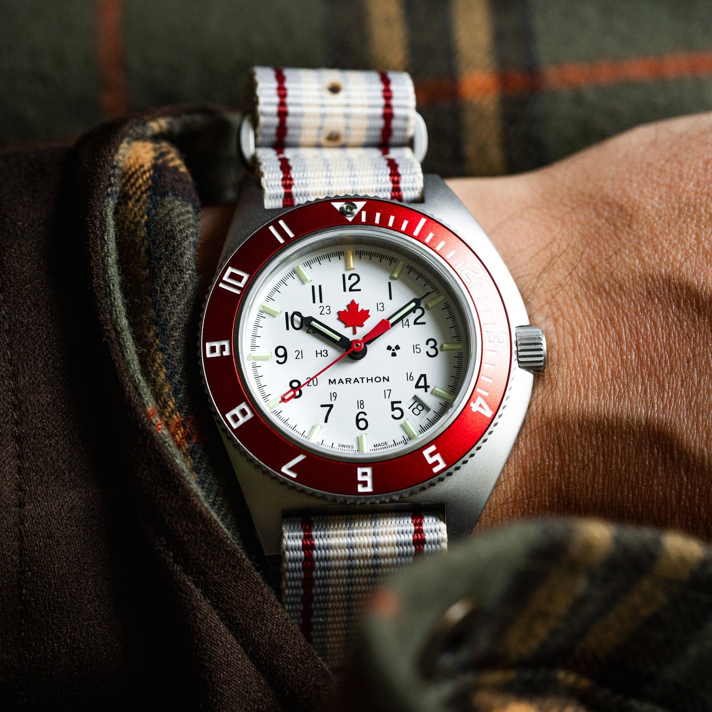 Marathon WW194030SS-1601 Canada Day watch with a DEFSTAN Nylon Strap