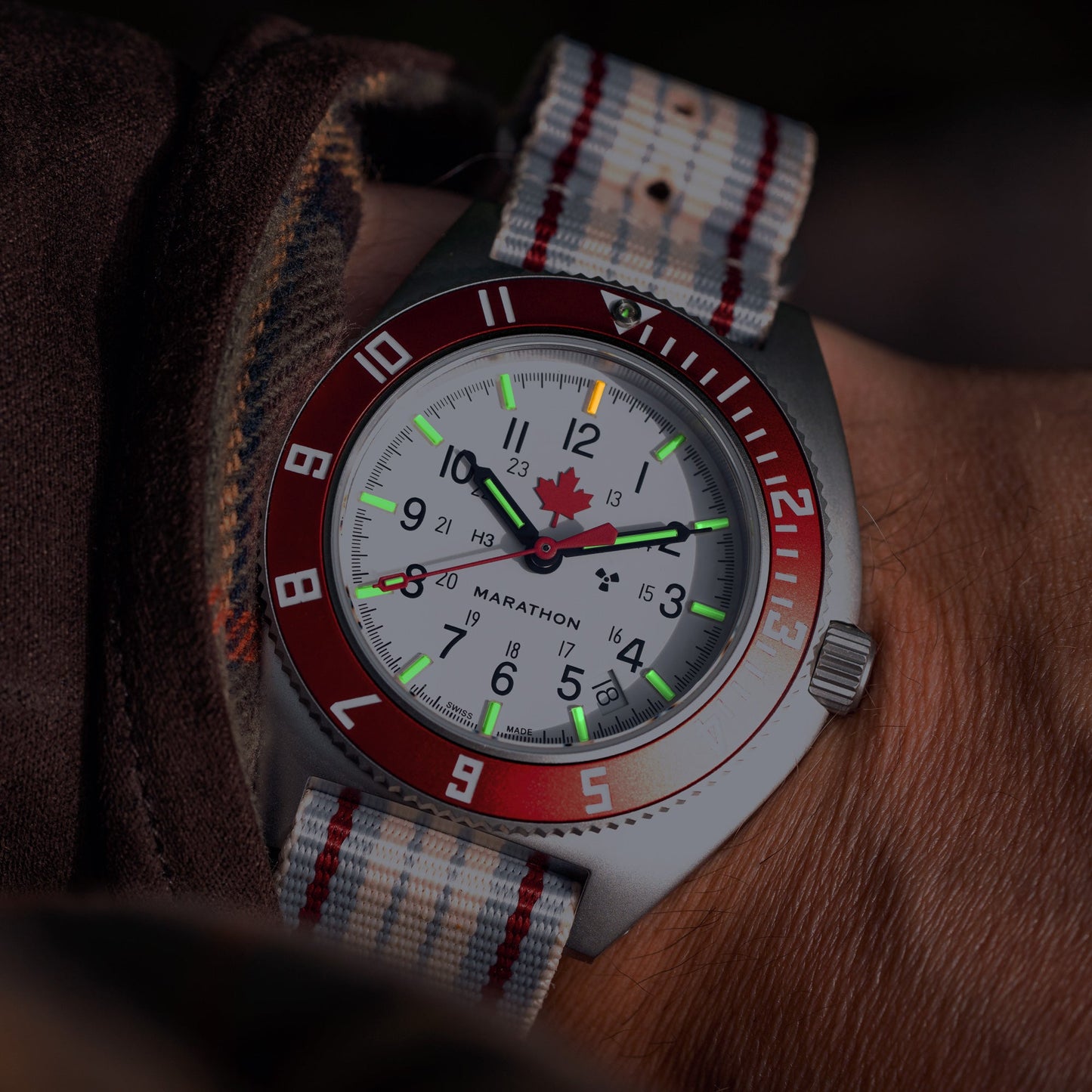 Marathon WW194030SS-1601 Canada Day watch with a DEFSTAN Nylon Strap