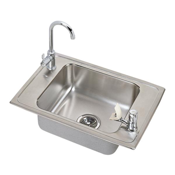Elkay CDKAD251765C Celebrity® Stainless Steel 25" x 17" x 6-1/2" 2-Hole Single Bowl Drop-in Classroom ADA Sink and Faucet Kit