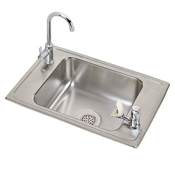Elkay CDKAD2517VRC Celebrity® Stainless Steel 25" x 17" x 6-1/2" 2-Hole Single Bowl Drop-in Classroom ADA Sink and Faucet Kit