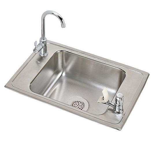 Elkay CDKAD2517VRC Celebrity® Stainless Steel 25" x 17" x 6-1/2" 2-Hole Single Bowl Drop-in Classroom ADA Sink and Faucet Kit