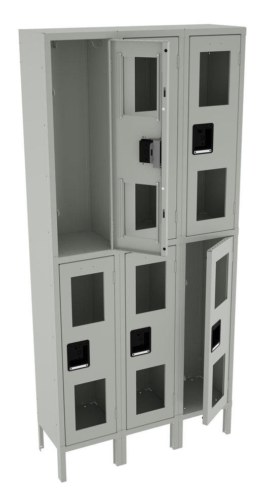 Tennsco CDL-121236-3 Double Tier C-Thru Locker - Three Wide With Legs (Assembled)