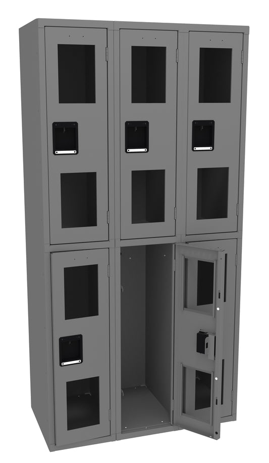 Tennsco CDL-121836-C Double Tier C-Thru Locker - Three Wide, No Legs (Assembled)